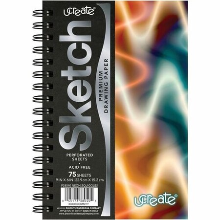 Pacon Sketchbook, Abstract, 75 Pages, 120 gsm, 12inx9in, Neon PACP38040
